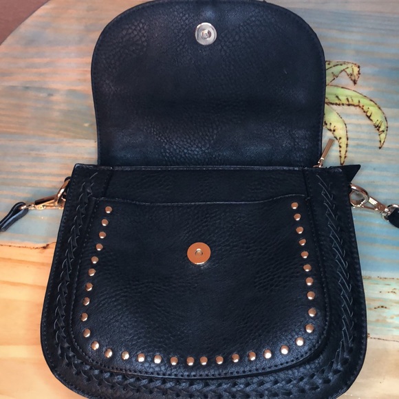 Black Leather Crossbody with Front Tassel - Picture 8 of 15